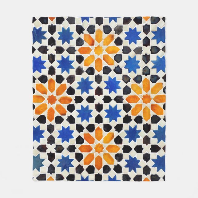 Arabic mosaic of tiles in Moroccan style, decorati Fleece Blanket (Front)