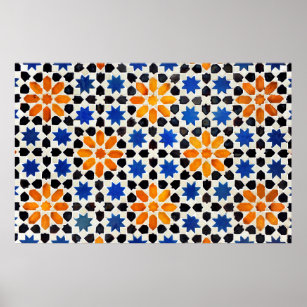 Arabic mosaic of tiles in Moroccan style, decorati Poster