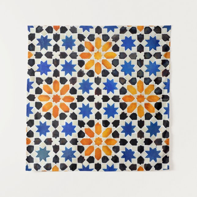 Arabic mosaic of tiles in Moroccan style, decorati Tapestry (Front)