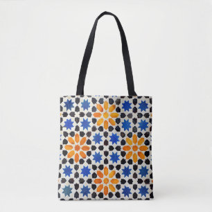 Arabic mosaic of tiles in Moroccan style, decorati Tote Bag