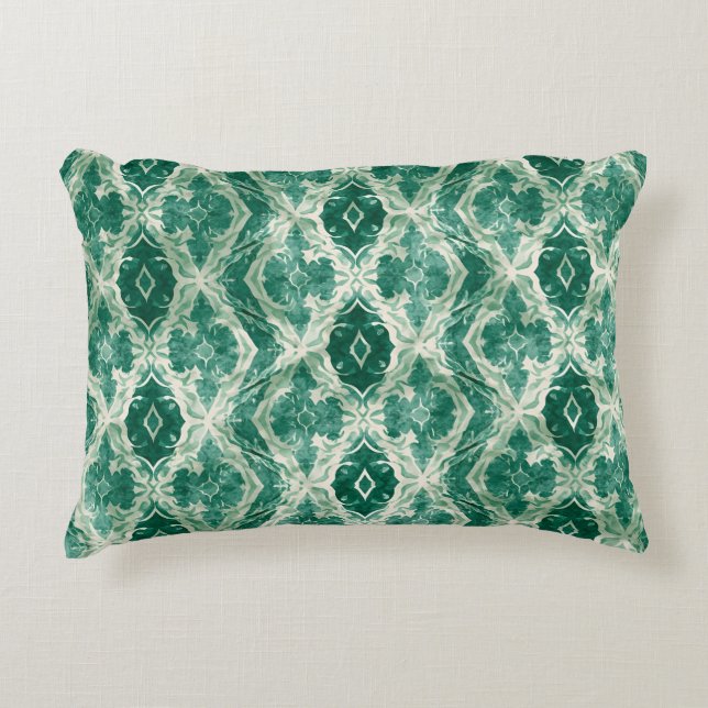Arabic Motif Wall Art – Green Ornamental Pattern P Decorative Cushion (Front)