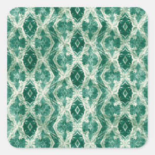 Arabic Motif Wall Art – Green Ornamental Pattern P Square Sticker