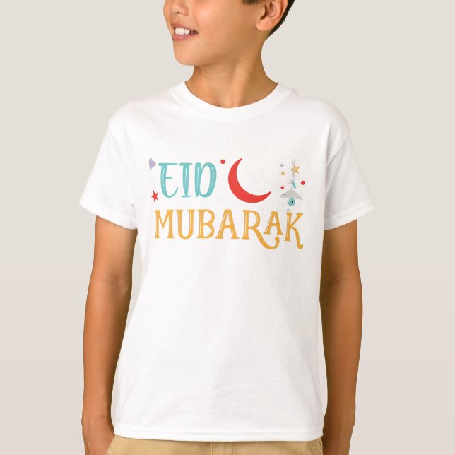 Arabic Muslim Holiday Eid Al-Fitr, Adha Mubarak T-Shirt (Front)