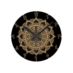 Arabic Numbers Mandala Round Clock