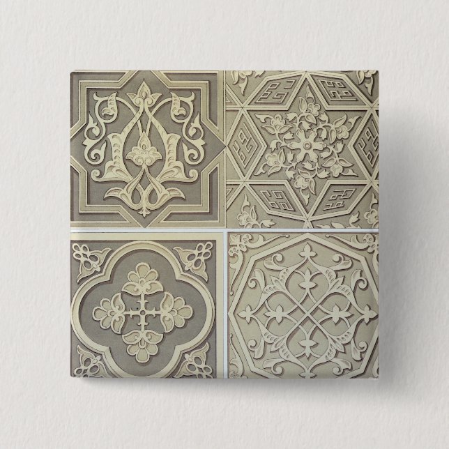 Arabic tile designs (colour litho) 15 cm square badge (Front)