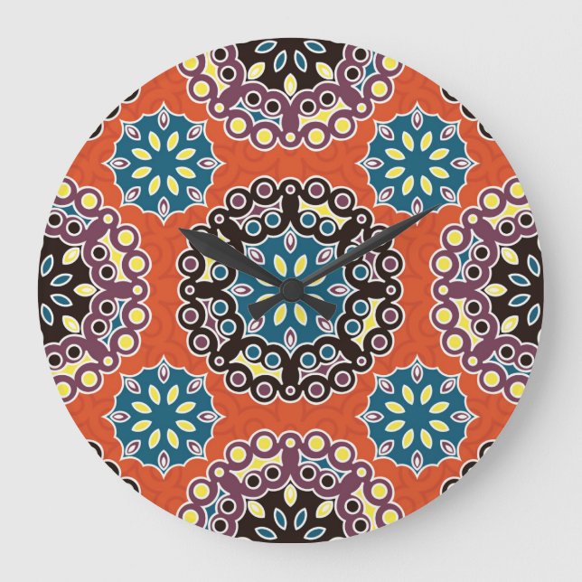 Arabic tile, vintage patchwork pattern. large clock (Front)