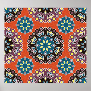 Arabic tile, vintage patchwork pattern. poster