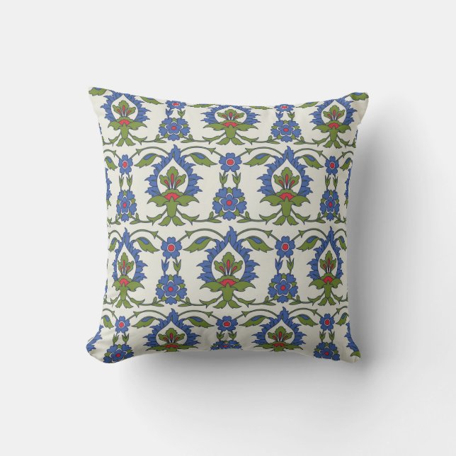 Arabic Traditional: Iznik Tile Seamless. Cushion (Front)