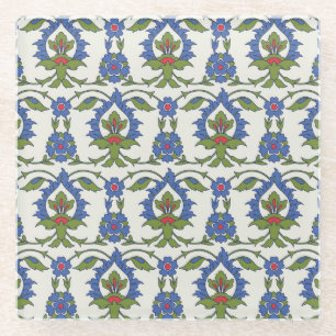 Arabic Traditional: Iznik Tile Seamless. Glass Coaster