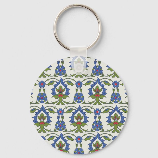 Arabic Traditional: Iznik Tile Seamless. Key Ring (Front)