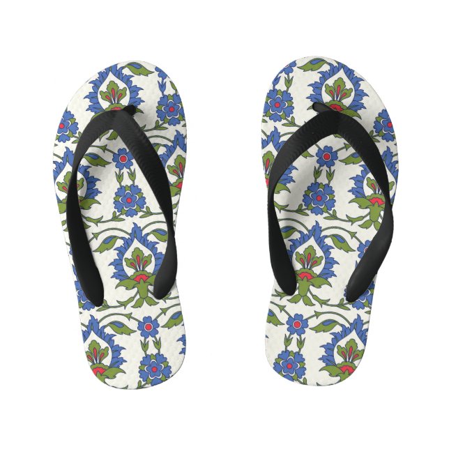 Arabic Traditional: Iznik Tile Seamless. Kid's Flip Flops (Footbed)