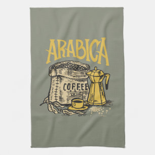 Arabica Coffee l Vintage image Tea Towel