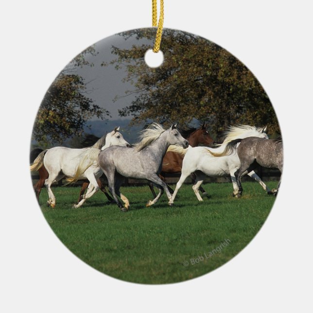 Arabs Running in Field Ceramic Tree Decoration (Front)