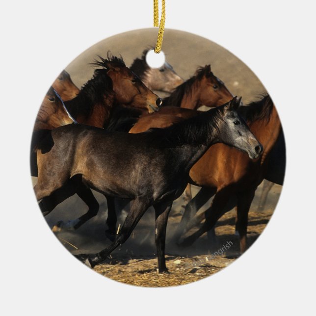 Arabs Running in the Desert Ceramic Tree Decoration (Front)