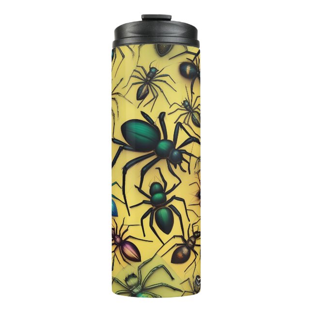 Arachnid Lovers Creepy Crawly Spiders, Thermal Tumbler (Front)