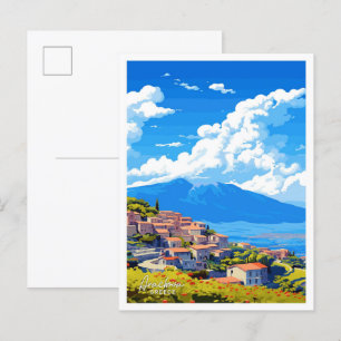 Arachova Greece Art Travel Vintage illustration Postcard