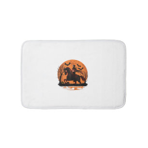 arafed knight on a horse with a pumpkin on his hea bath mat