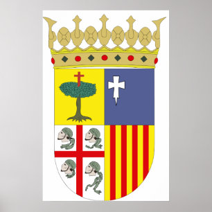 Aragón Coat of Arms Official Spain Symbol Heraldry Poster