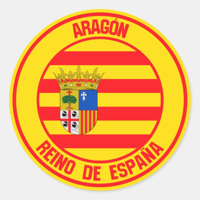 Aragón Round Emblem Classic Round Sticker (Front)