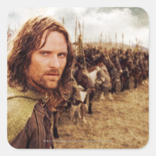 Aragorn Plus Line of Horses Square Sticker