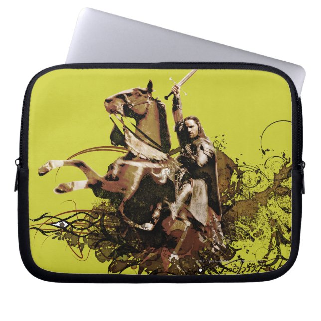 Aragorn Riding a Horse Vector Collage Laptop Sleeve (Front)