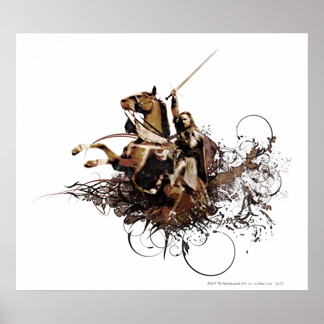 Aragorn Riding a Horse Vector Collage Poster (Front)