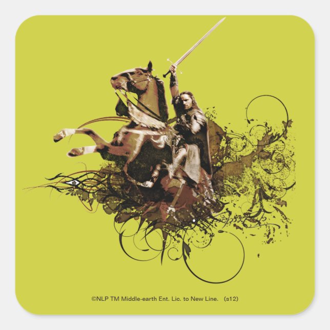 Aragorn Riding a Horse Vector Collage Square Sticker (Front)