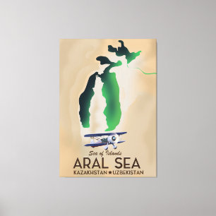 Aral Sea Travel poster map Canvas Print