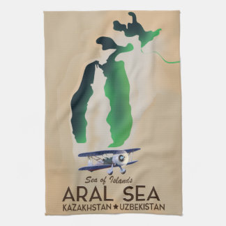 Aral Sea Travel poster map Tea Towel