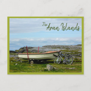 Aran Islands Boat & Bike (with text) Postcard
