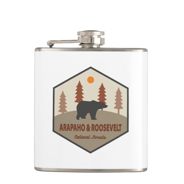 Arapaho And Roosevelt National Forests Bear Hip Flask (Front)