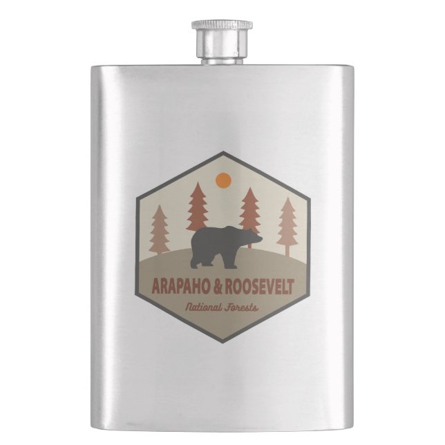 Arapaho And Roosevelt National Forests Bear Hip Flask (Front)