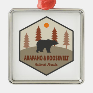 Arapaho And Roosevelt National Forests Bear Metal Tree Decoration