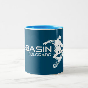 Arapahoe Basin Colorado Snowboarder Two-Tone Coffee Mug