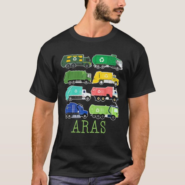 Aras Trash Truck For Kids Collector Ecologist Garb T-Shirt (Front)
