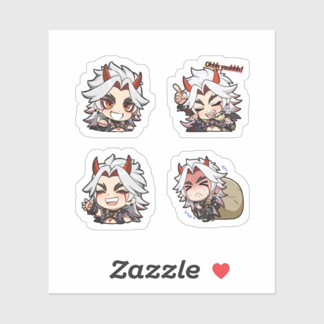 Arataki Itto Genshin Impact 4 Pack Sticker Sheet (Sheet)