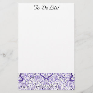 Arbella Purple Watercolour Pattern To Do Notepad Stationery