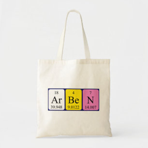 Arbën periodic table name tote bag