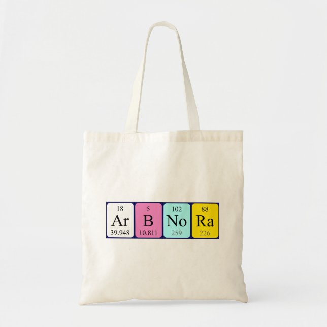Arbnora periodic table name tote bag (Front)