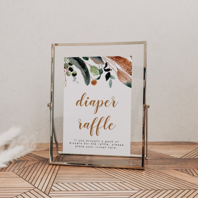 ARBOR Bohemian Feather Greenery Baby Diaper Raffle Poster (Creator Uploaded)