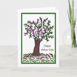 Arbor Day Card Artistic Blooming Tree