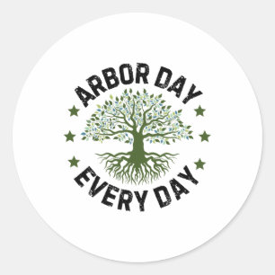 Arbor Day Everyday Nature Lover Vintage Happy Arbo Classic Round Sticker