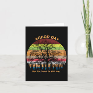 Arbor Day Retro Earth Tree Sunset Forest Be With Y Card