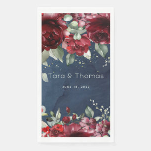 Arbor Of Roses Wedding Long Navy Dinner Napkin