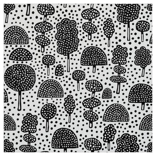 Arboretum 230715 - Black on White Fabric (Swatch)