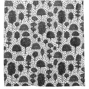 Arboretum 230715 - Black on White Shower Curtain