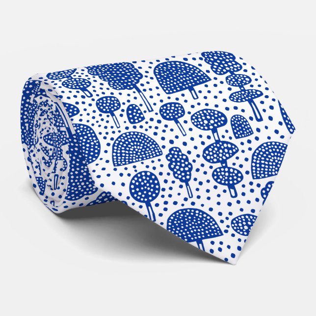 Arboretum 230715 - Navy Blue on White Tie (Rolled)