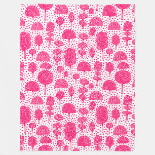 Arboretum 230715 - Neon Red on White Fleece Blanket