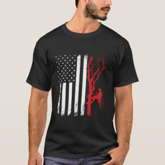 Arborist American Flag America Tree Surgeon T-Shirt