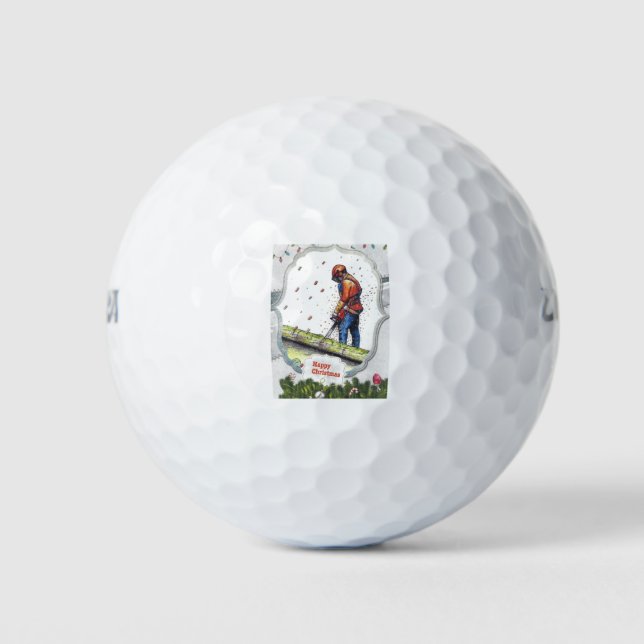 Arborist chainsaw tree surgeon Gift Christmas Golf Balls (Front)